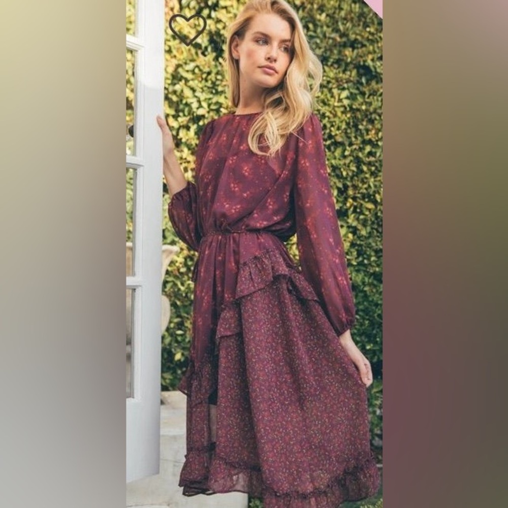 Senlis Antoinette Dress Whispy Rose Floral Fern Mix Small